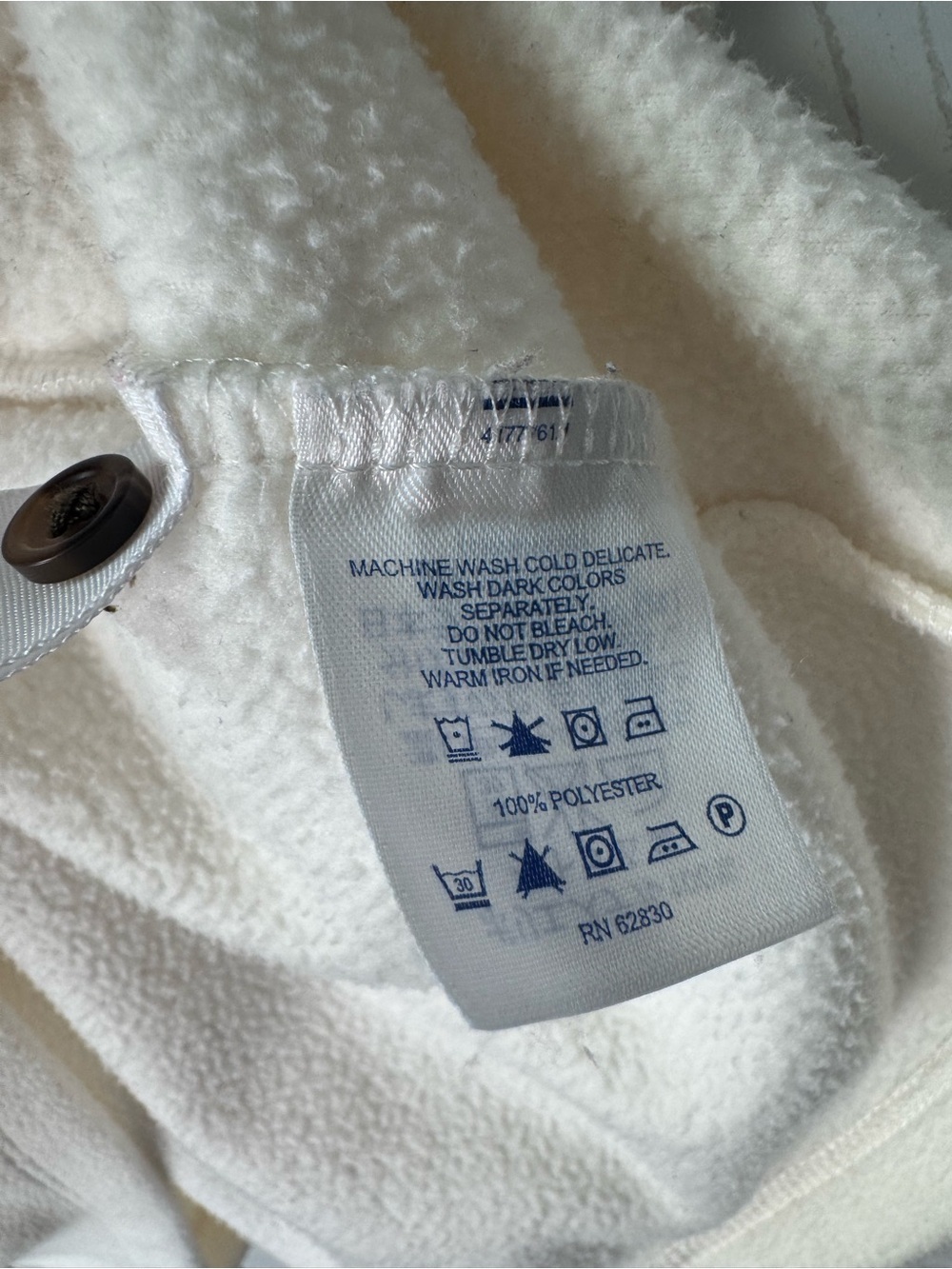 Lands' End Cream Fleece Henley Pullover Top size Large - Picture 5 of 7